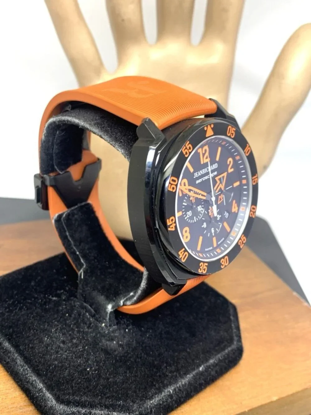 JeanRichard Aeroscope Men's Watch Swiss Automatic Chronograph Black Orange 46mm